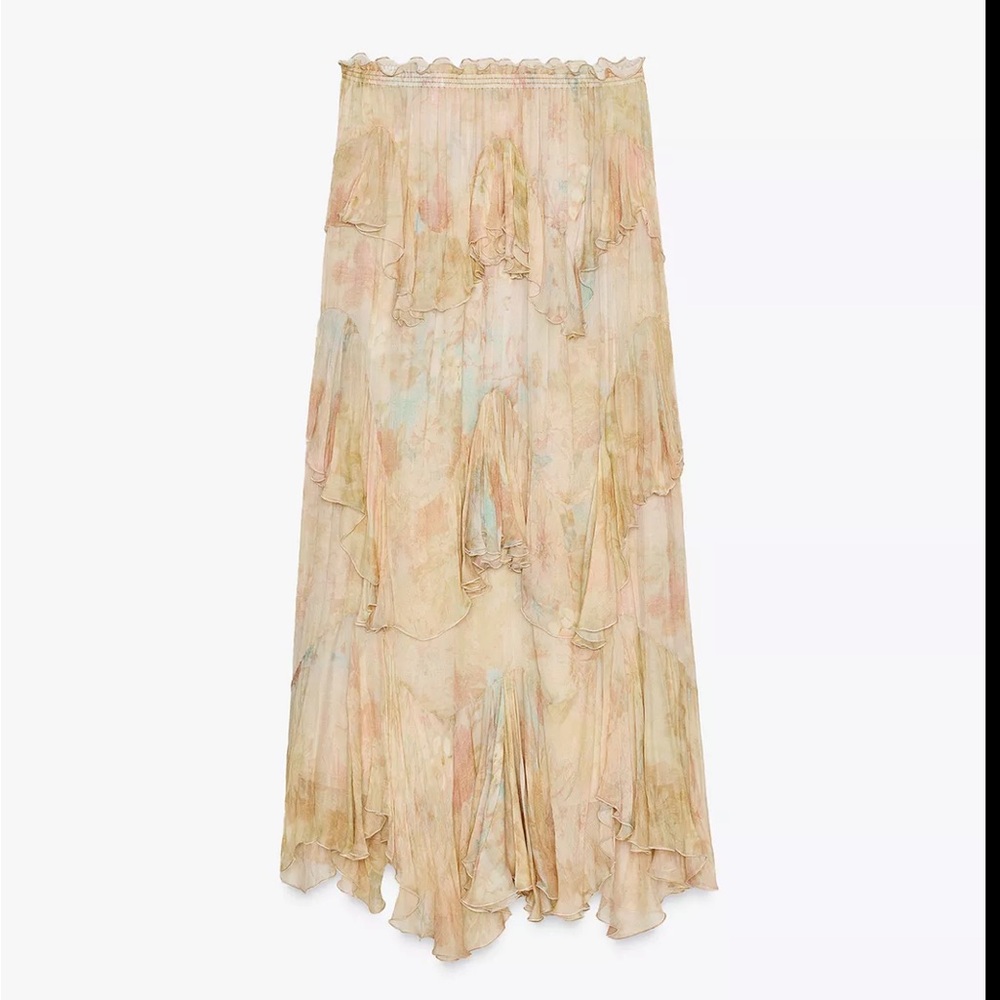 Elegant Multicolor Zara Maxi Skirt NWT size XS